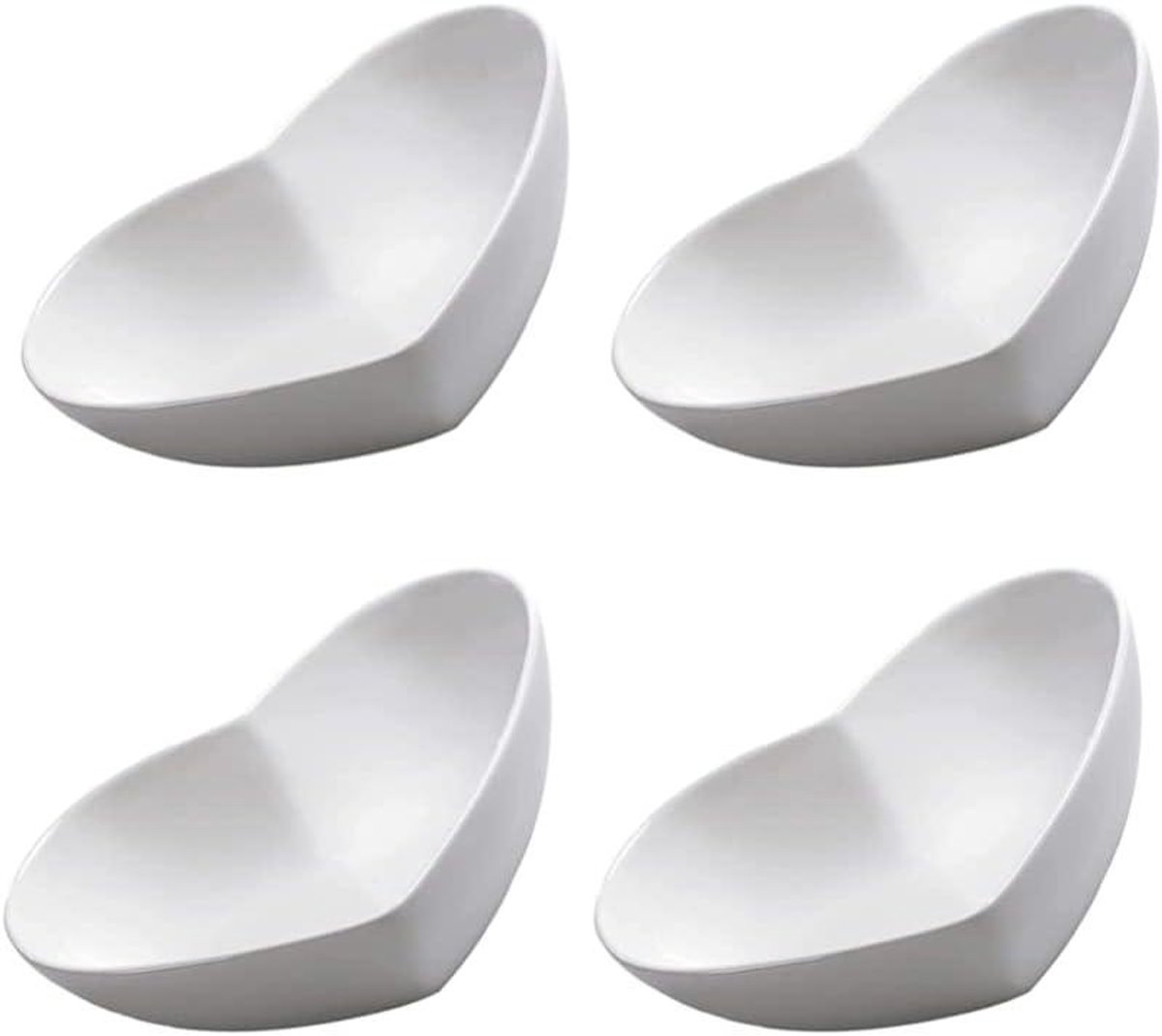 Serveerkommen Set - Salade Schalen - Eten Serveren - Hartvormig Design - 4 Delig - Wit