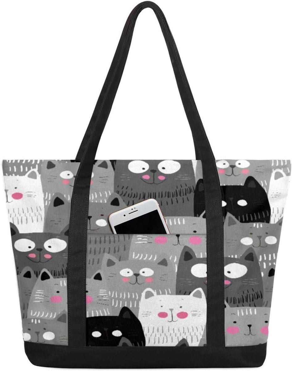 Dames Schoudertas - Grote Canvas Tas - Dagelijks Gebruik - Veelzijdig Ontwerp - 22 Liter - Grijs