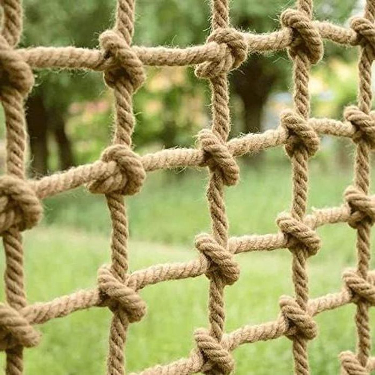 Klimnet Touw - Veiligheidsnet Klimtouw - Kinderen Beschermen - Robuust Hennep Materiaal - 3 x 6 m - Natuurlijk