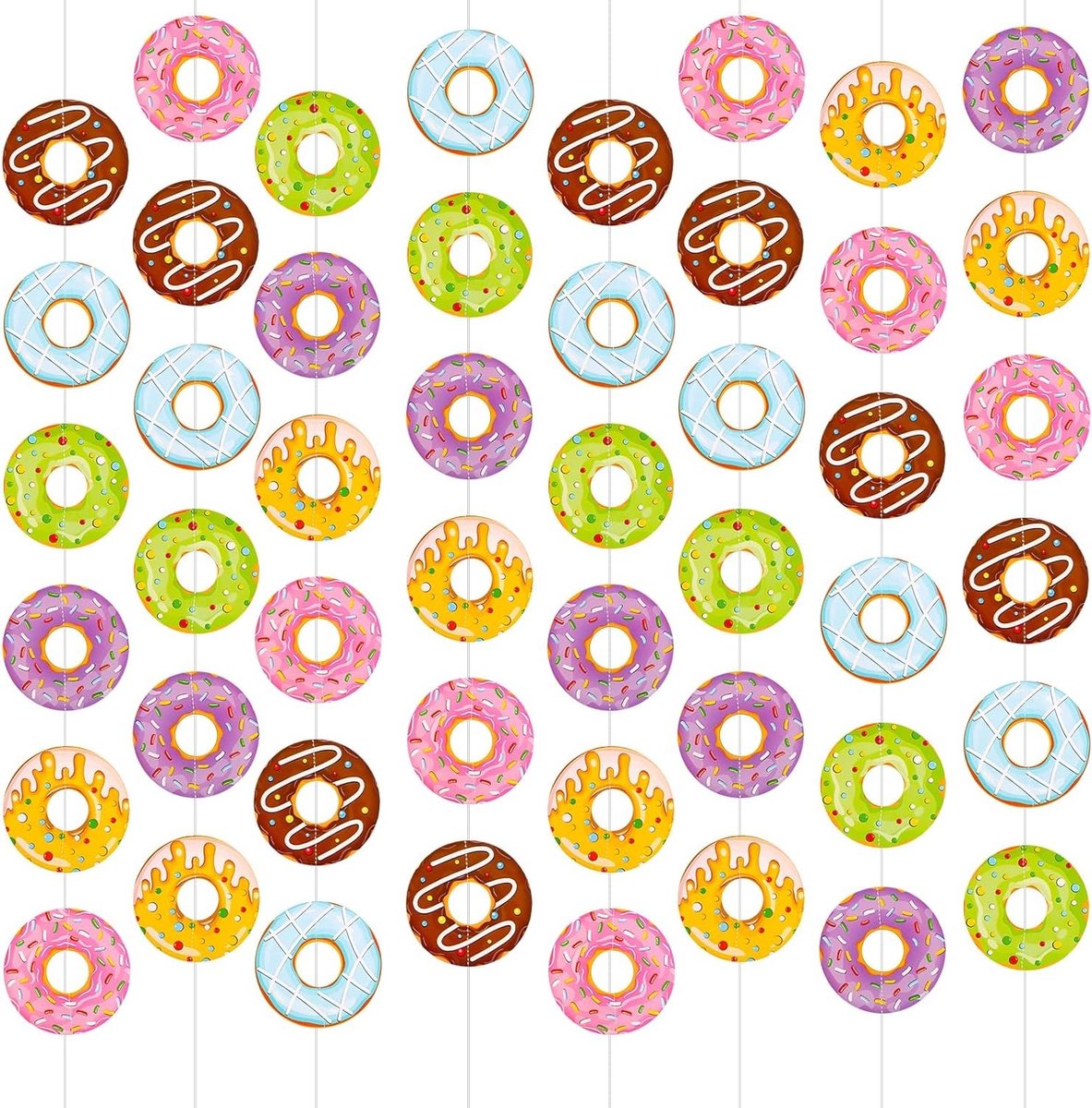 Donut Banners - Slinger Decoratie - Feest Versieren - Vrolijk Ontwerp - 8 Stuks - Kleurrijk