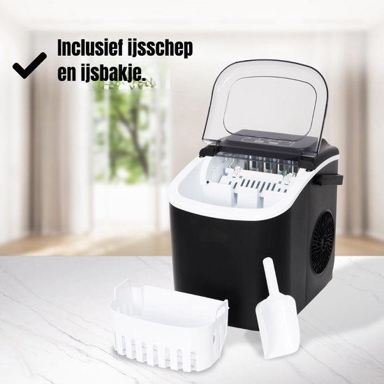 AHD® Ijsblokjesmachine - Ijsblokjesmachine Crushed Ice - Ijsblokjes Machine - Ijsblokjesmakers - Ijsmachine - Zwart - 23cm x 30cm x 29cm van Ahd — afbeelding 2