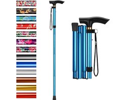 supregear Opvouwbare Wandelstok, Verstelbare Hoogte Uittrekbare Lichtgewicht Draagbaar Wandelstokken met Polsband en T-handvat voor Ouderen, Gehandicapten, Mannen en Vrouwen