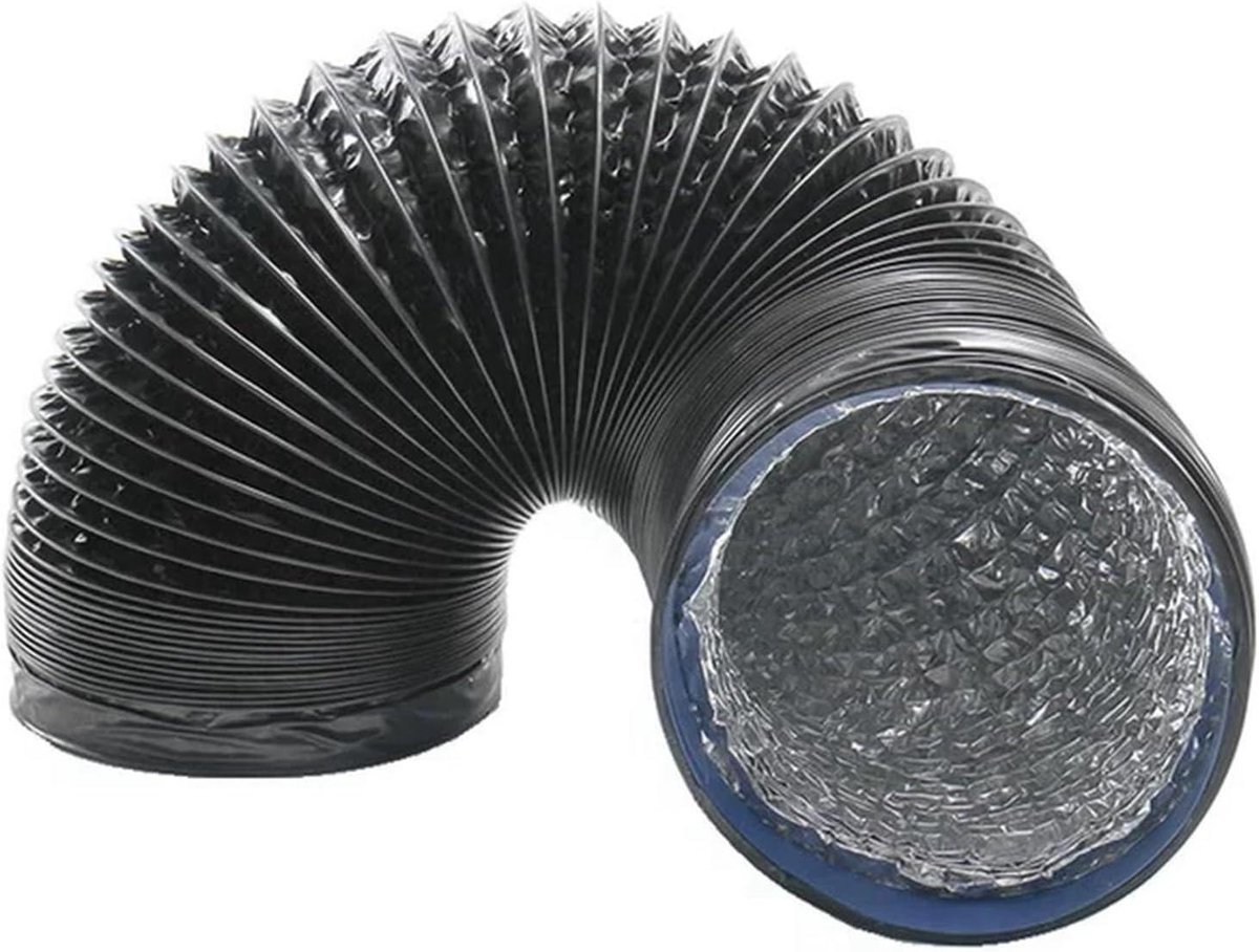 Afvoerslang - Ventilatieslang - Lucht Afvoeren - Flexibel Aluminium - 15 Meter - Zwart