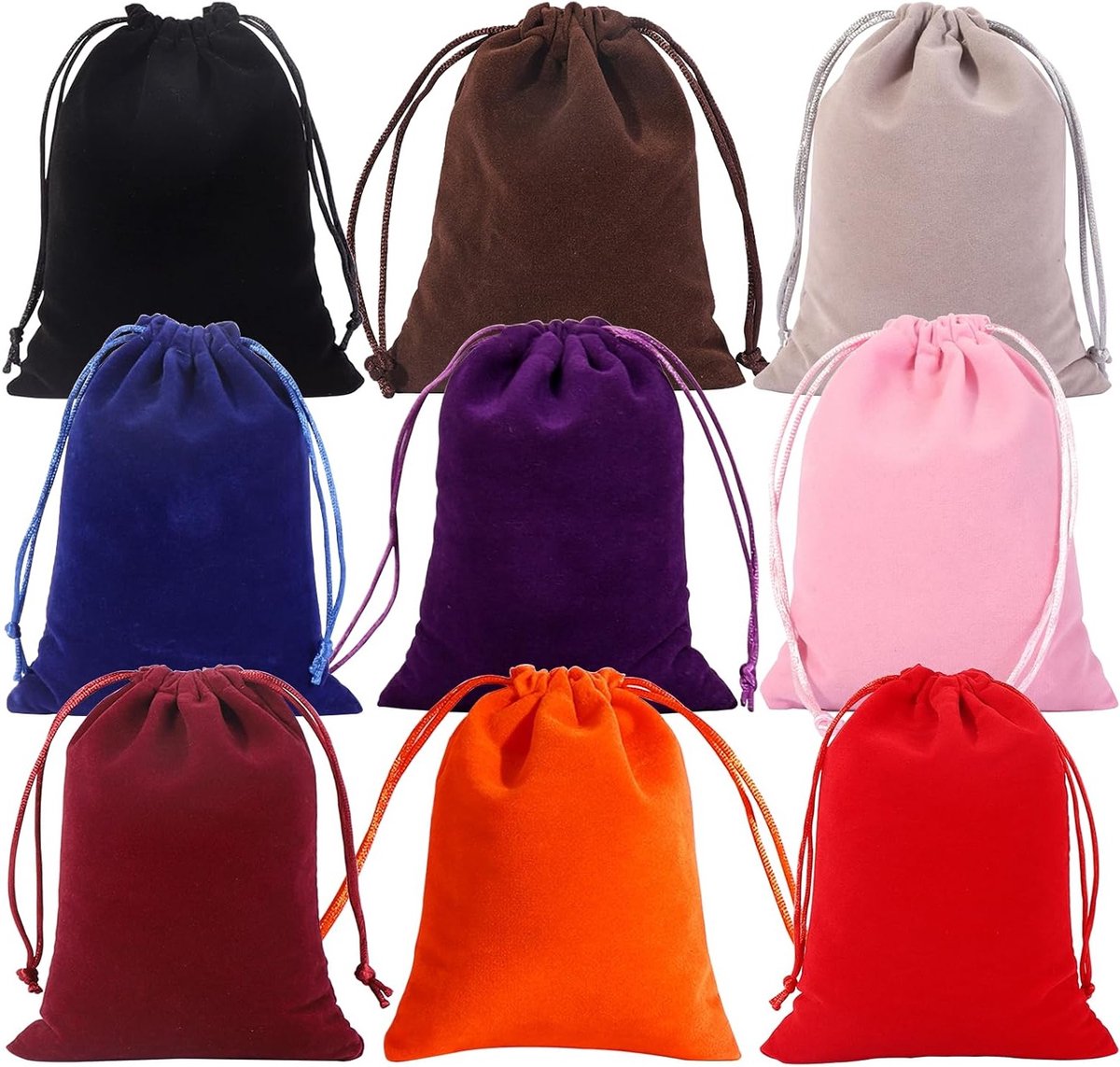 Set van 9 Zachte Velvet Tassen, 20 x 25 cm, Ideaal voor Sieraden, Cadeaus en Organisatie