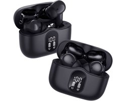 Duo Pack SBG Draadloze Oordopjes - Noise Cancelling - Headset - Bluetooth 5.3 - Earbuds oplaadcase - LED Display - Met Microfoon - Extra dopjes - Zwart