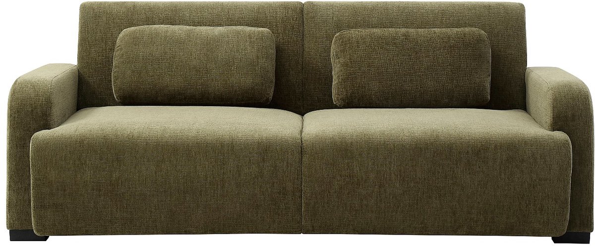 Vente-unique Driezitsslaapbank - clic-clac in groene chenille stof LOMARIO