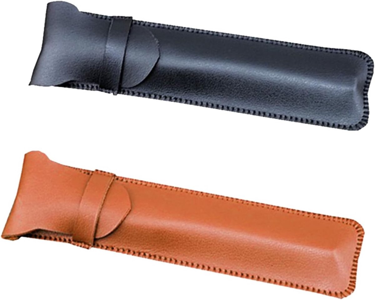 Handgemaakte Leren Etui voor Potloden en Pennen - Penhouder in Zwart en Bruin, Perfect voor School en Kantoor