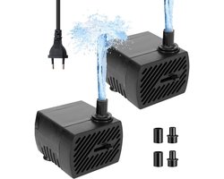 Mini Waterpomp Set - 2x Submersible Pomp 5W voor Aquariums, Fonteinen en Hydroponics, Stil met Instelbare Doorstroming en 2 Mondstukken
