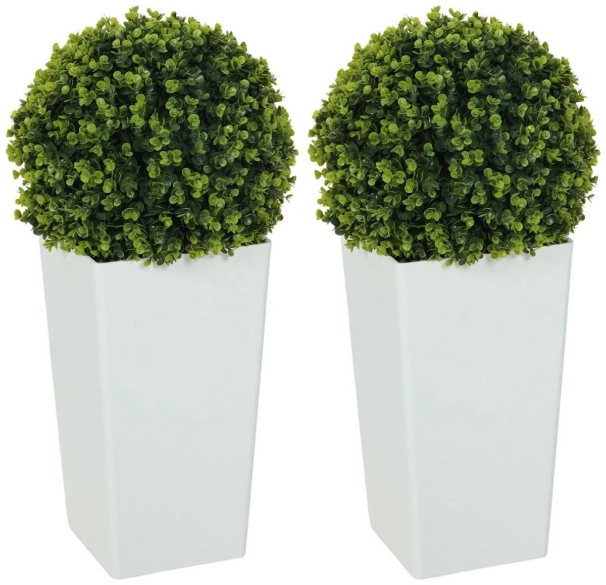 Innovastore Buxusbollen - Kunstplant - Kunstbloem - Nepplant - Decoratie - Binnen&Buiten - met Pot - UV-bestendig - 2 stuks - 65cm Groen