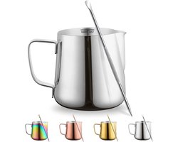RVS Melkopschuimkan 350ml voor Cappuccino en Latte Art met Decoratiepen en Stoomfunctie