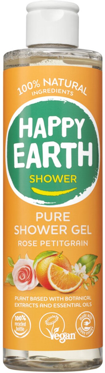 Happy Earth 100% Natuurlijke Douchegel Rose Petitgrain - 300 ml