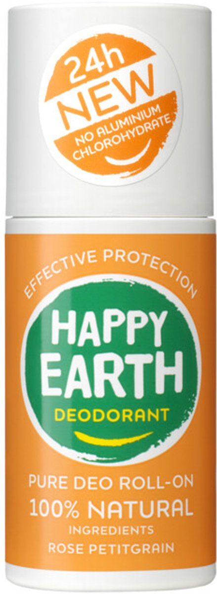 Happy Earth 100% Natuurlijke Deodorant Roller Rose Petitgrain - 75 ml