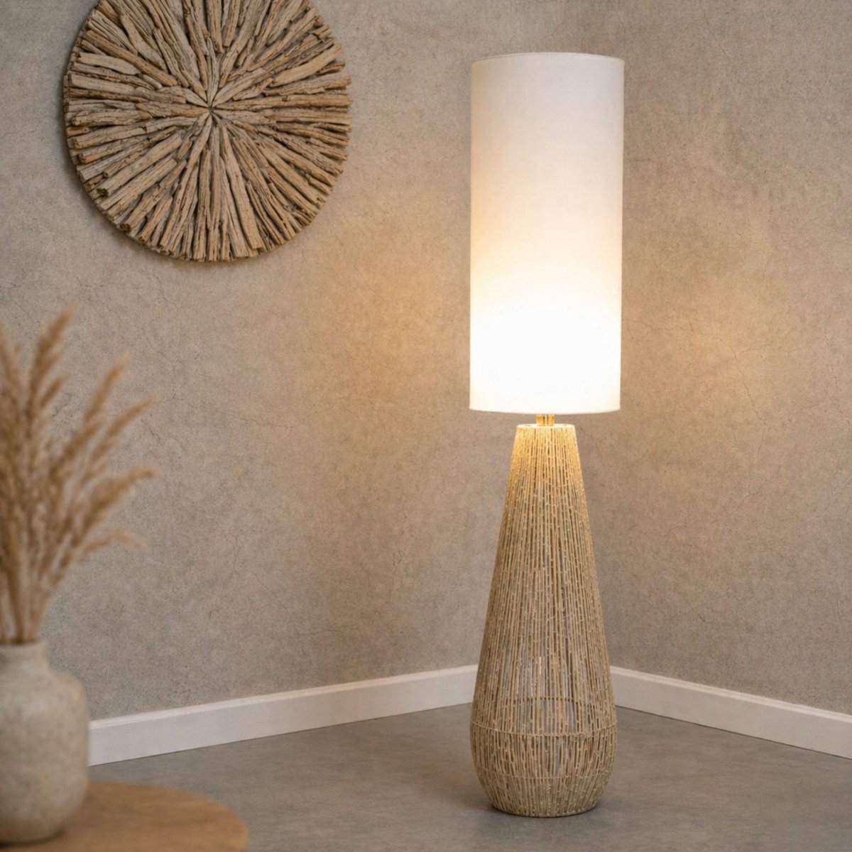 LuxaLiving Boho Rotan Vloerlamp 130cm - Warme Sfeerverlichting thumbnail 2
