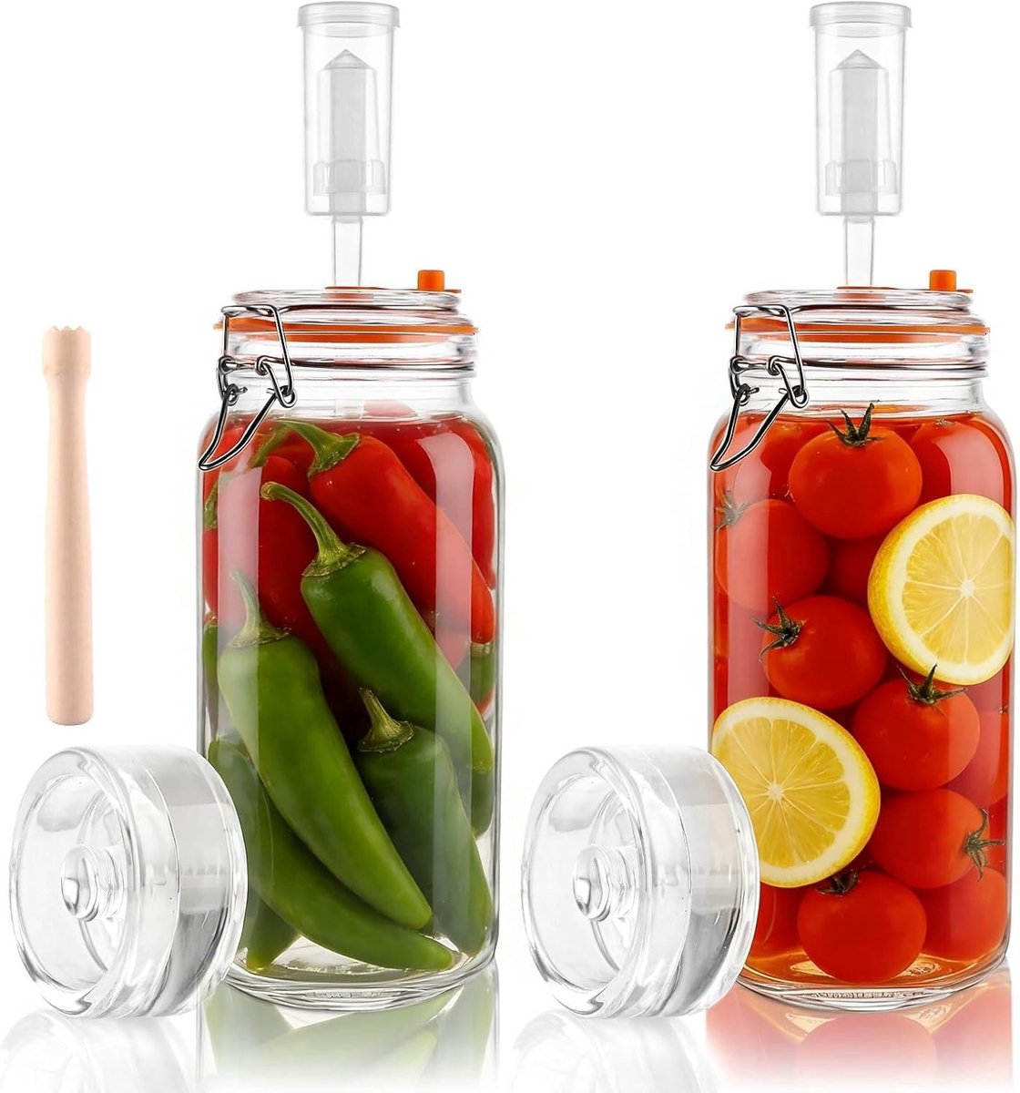 Fermentatieglas met ventiel en gewicht - Set van 2 stuks voor thuisbrouwerij en conserveri