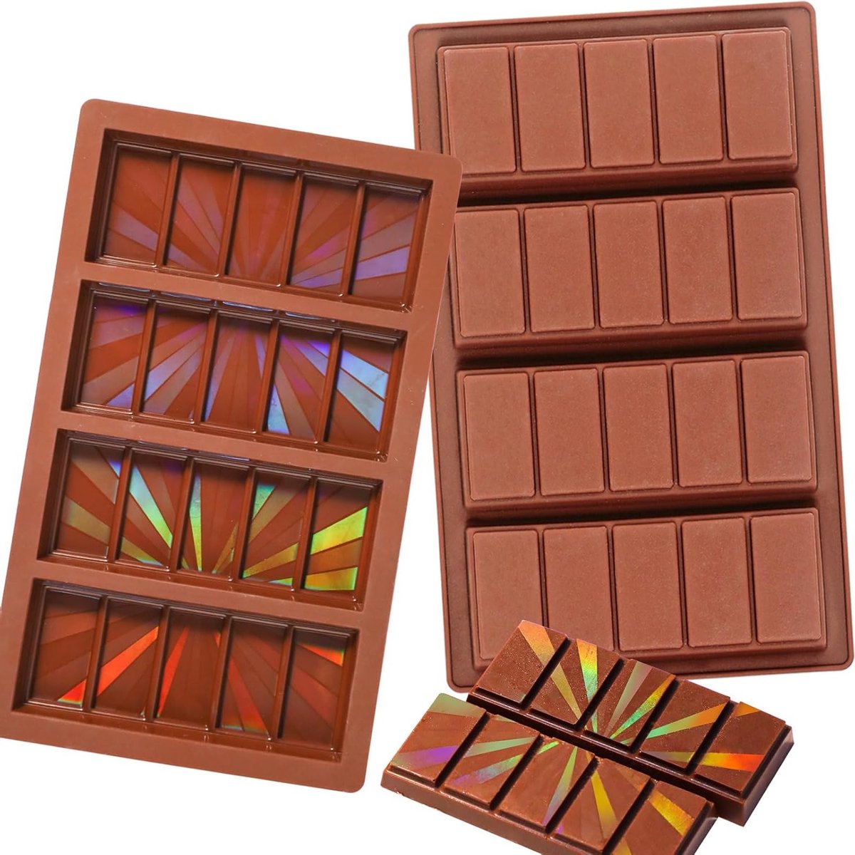 Holografische Chocoladevorm van Silicoon - 2 Stuks voor Creatieve Chocoladecreaties en Bakprojecten