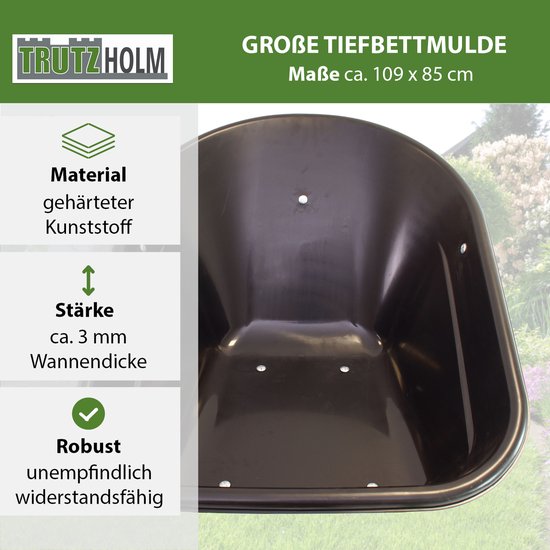 2-wiel kruiwagen 160 L 220 kg Tuinkrui Kruiwagen Kruiwagen Kruiwagen Massieve rubberen banden Metalen velg groen — afbeelding 3