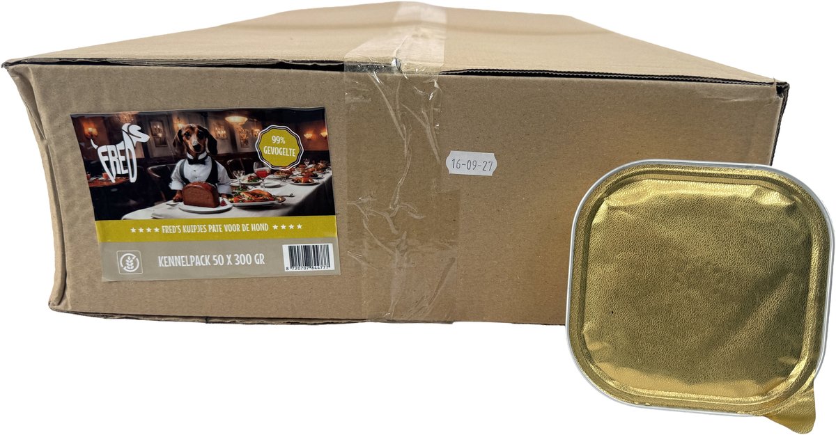 Hondenpaté Gevogelte Freds - 99% Vlees, Graanvrij - 50x300gr