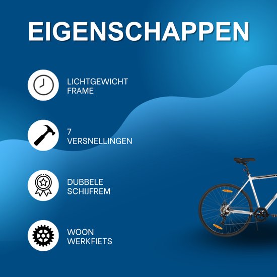 Racefiets - Voor heren en dames - 7 versnellingen / dubbele schijfrem / lichtgewicht frame - Aluminium / Zilver / Maat L (71 cm) van Merkloos — afbeelding 2
