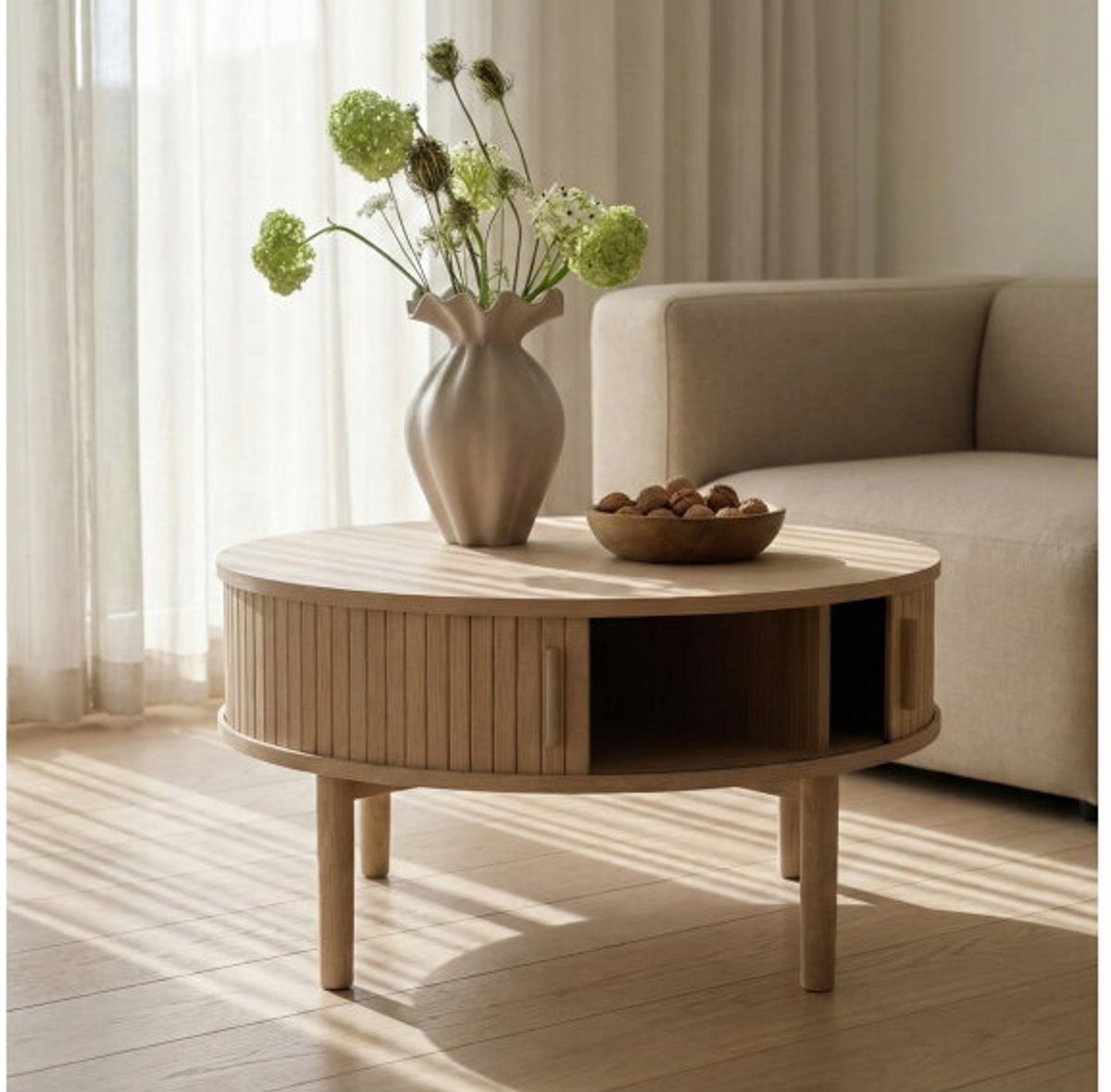 Salontafel Meta rond eikenhout Ø85 CM - Naturel
