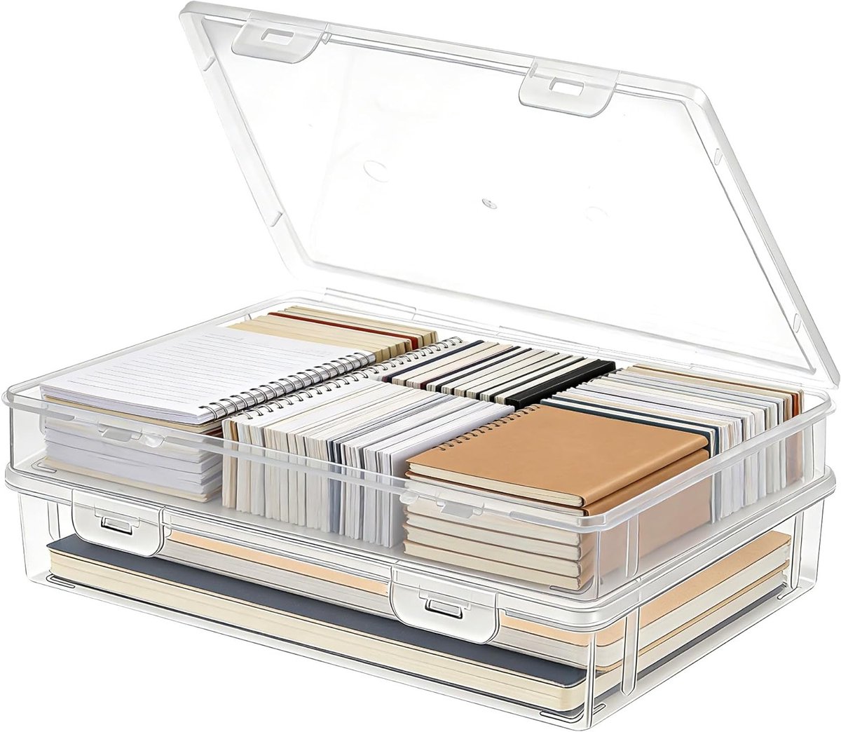 Transparante A4 Opbergdozen met Deksel - 3 Stuks, Stapelbare Oplossing voor Documenten, Brieven en Tijdschriften
