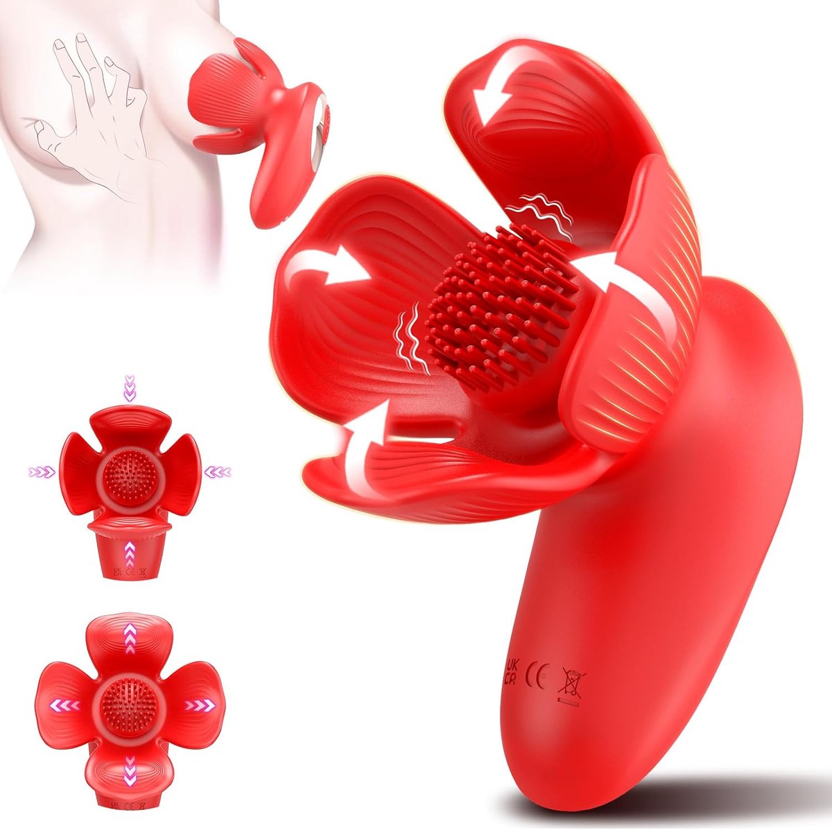 Daity Tepelzuiger Vibrerend met 10 Standen – Nippelvibrator & Clitoris Stimulator – Draadloos en Oplaadbaar – Seksspeeltje voor Vrouwen – Rood