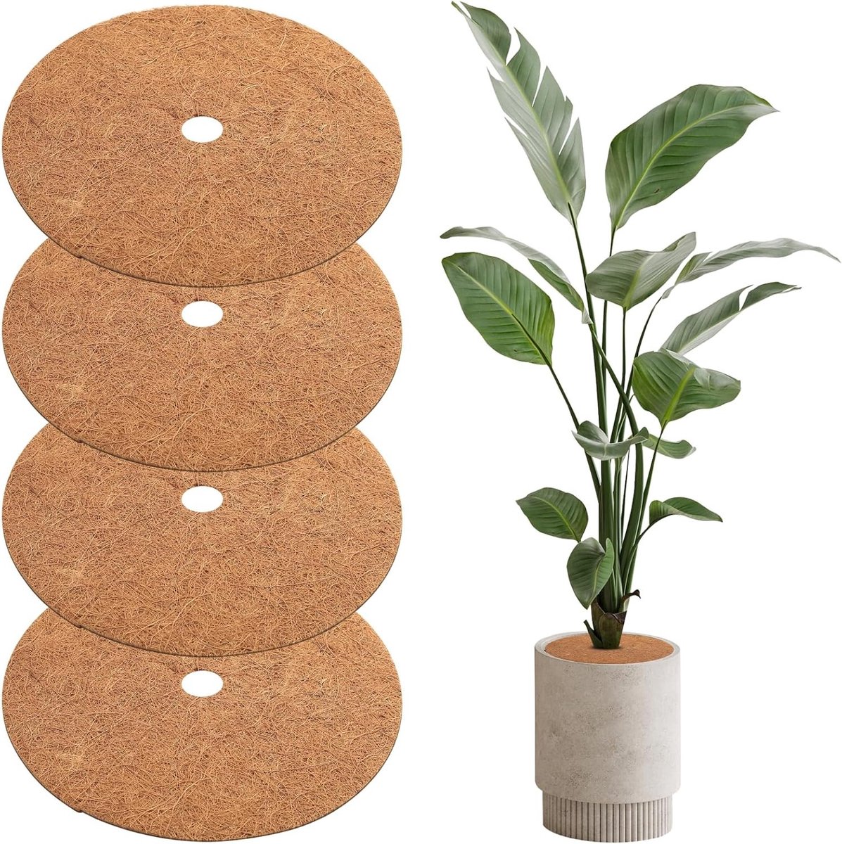 4-delige Kokosmat voor Winterbescherming van Planten, Herbruikbare Kokosvezelmat voor Bloempotten, Vorstbescherming en Tuinaccessoires van Natuurlijke Materialen