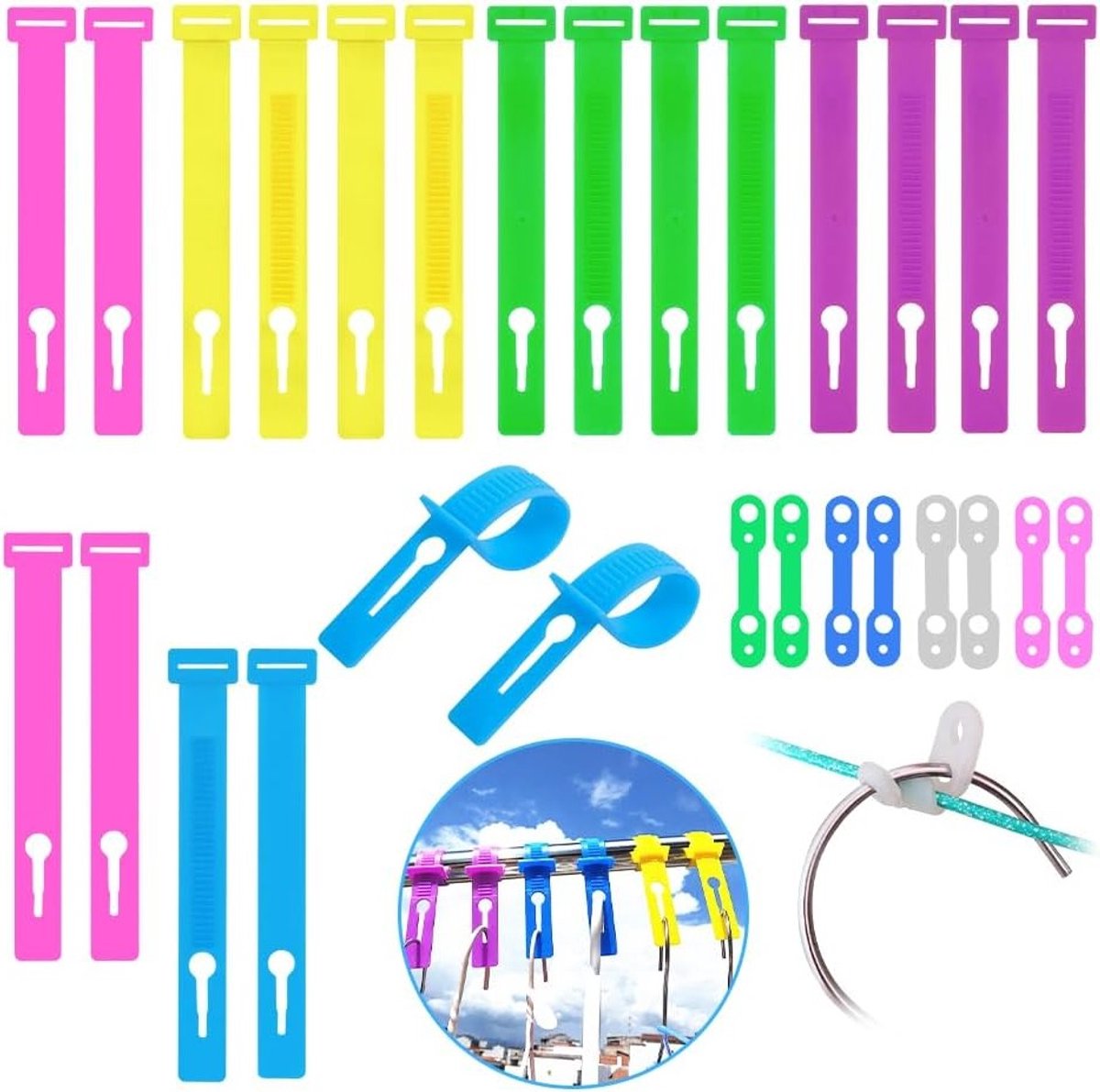 Non-slip wasknijpers - 20 plastic knijpers voor waslijn, 8 windbestendige knijpers voor buitengebruik, ideaal voor het ophangen van kleding en textiel