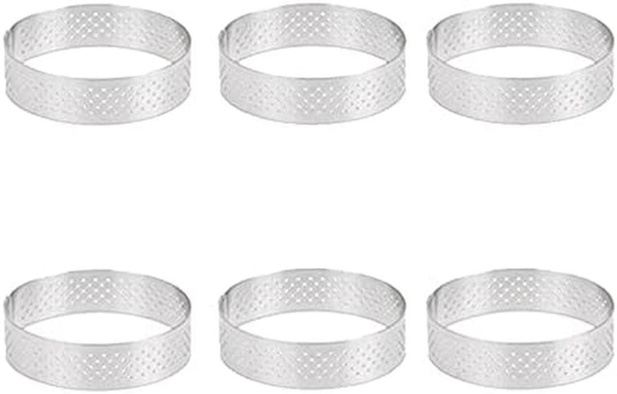 6 pcs 6cm cake rings stainless steel cake mould circle cake rings heat resistant perforated cake mousse molds - ShopVlot