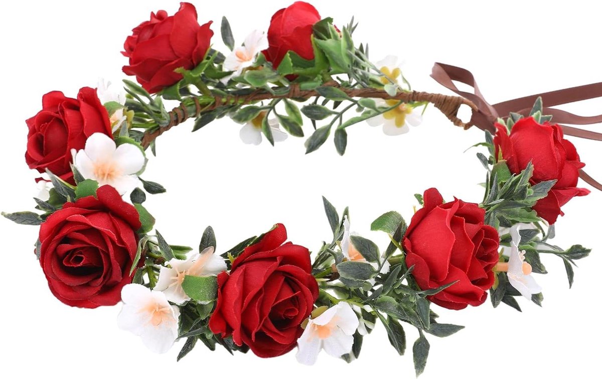 Bloemen Kroon - Bloemen Hoofdband - Bruiloft Feest - Zorgvuldig Ontworpen - 19.3 x 17.1 cm - Rose