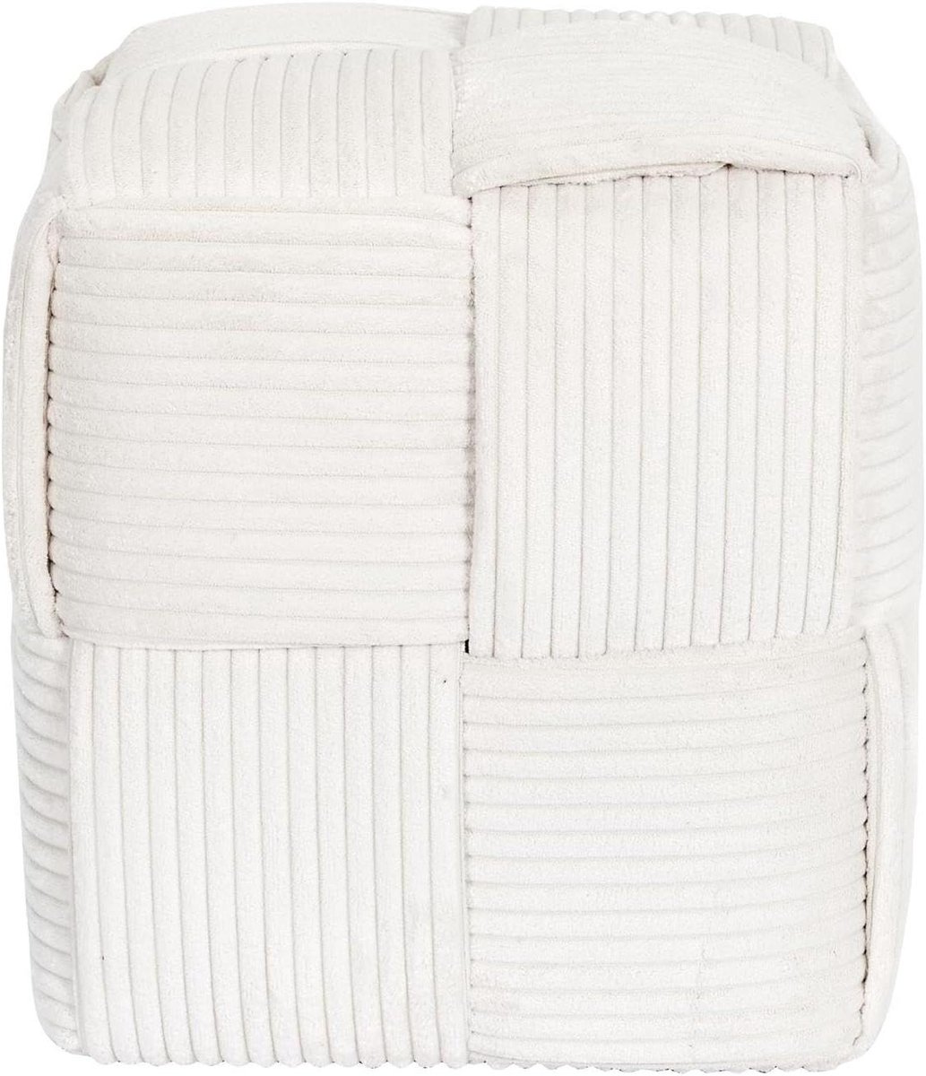 Gevlochten Poef - Voetenbankje - Ontspannen Zitten - Handgevlochten Design - 36x38x36 cm - Beige