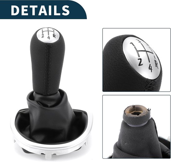 Schakelknop met afdekking - Pookknop versnellingsbak - Auto interieur tuning - Ergonomisch ontwerp - 5 snelheden - Zwart zilver van Merkloos — afbeelding 5