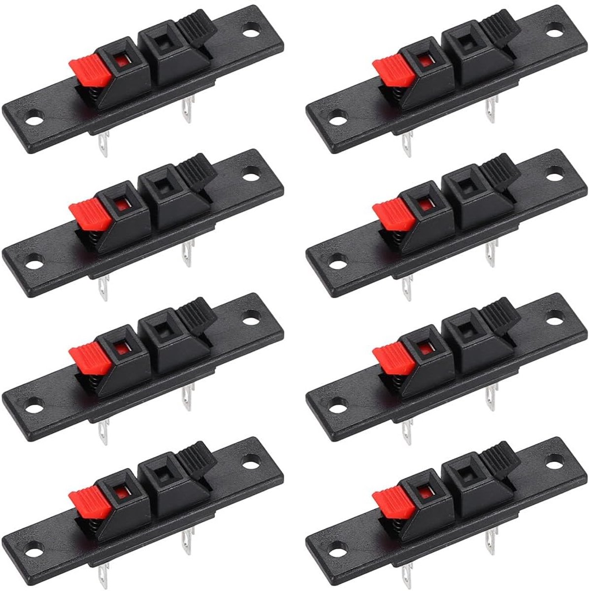 Luidspreker Connectoren - Audio Terminals - Versterker Aansluiting - Veerbelaste Klem - 50x11x24.5mm - Zwart Rood
