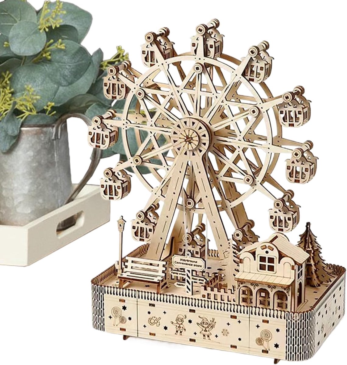 Houten 3D Puzzel - Bouwpakket Creatief - Ontspanning Hobby - Met Muziek Licht - 183 Delen