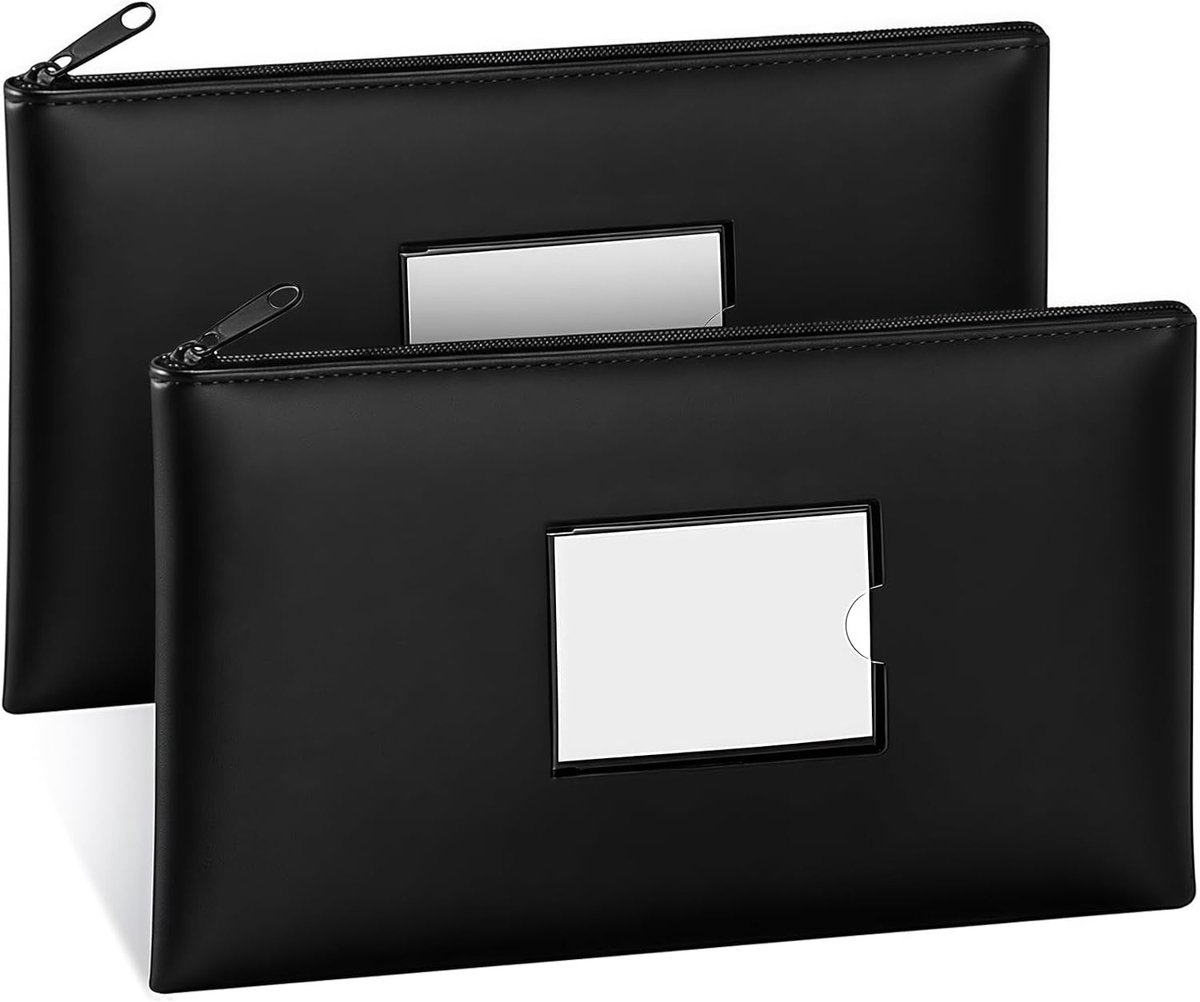 Geldtas met rits - Banktas contant geld - Veilige opslag - Waterdicht kunststof materiaal - 28 x 155 cm - Zwart