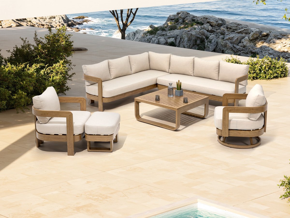 Relaxstoel Santiago Draaibaar Aluminium Houtlook - 34127