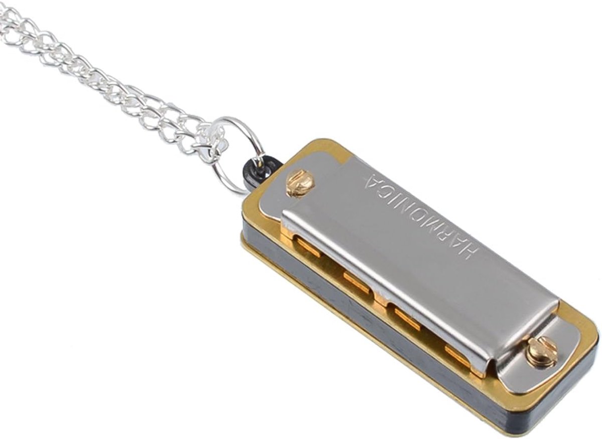 Mini Harmonica - Muziek Instrument - Muziek Leren - Draagbaar Hanger Model - 35 x 13 x 11 mm - Zilver