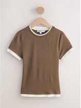 Next - Dames - Gelaagd T-shirt met ronde hals en korte mouwen - Bruin