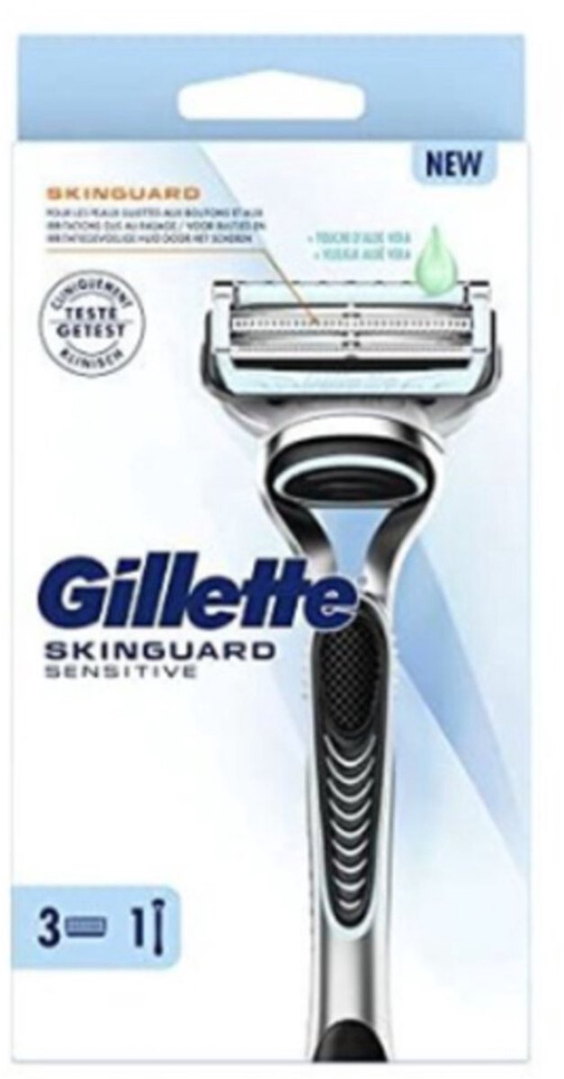 Gillette Skinguard Scheerhouder + Scheermesjes 3 Stuks