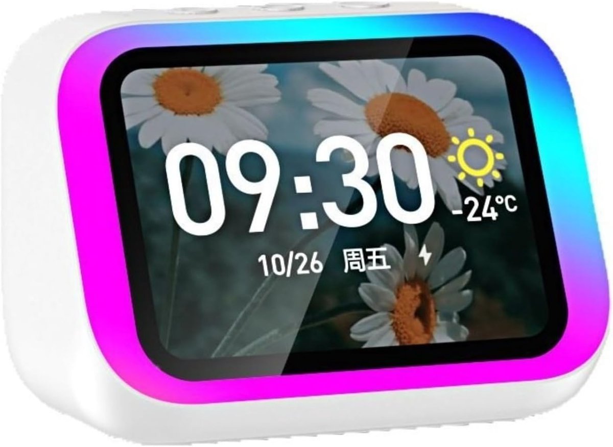 Slimme luidspreker - HD display speaker - Kamer sfeer - AI spraakassistent - Compact draagbaar - Zwart en wit