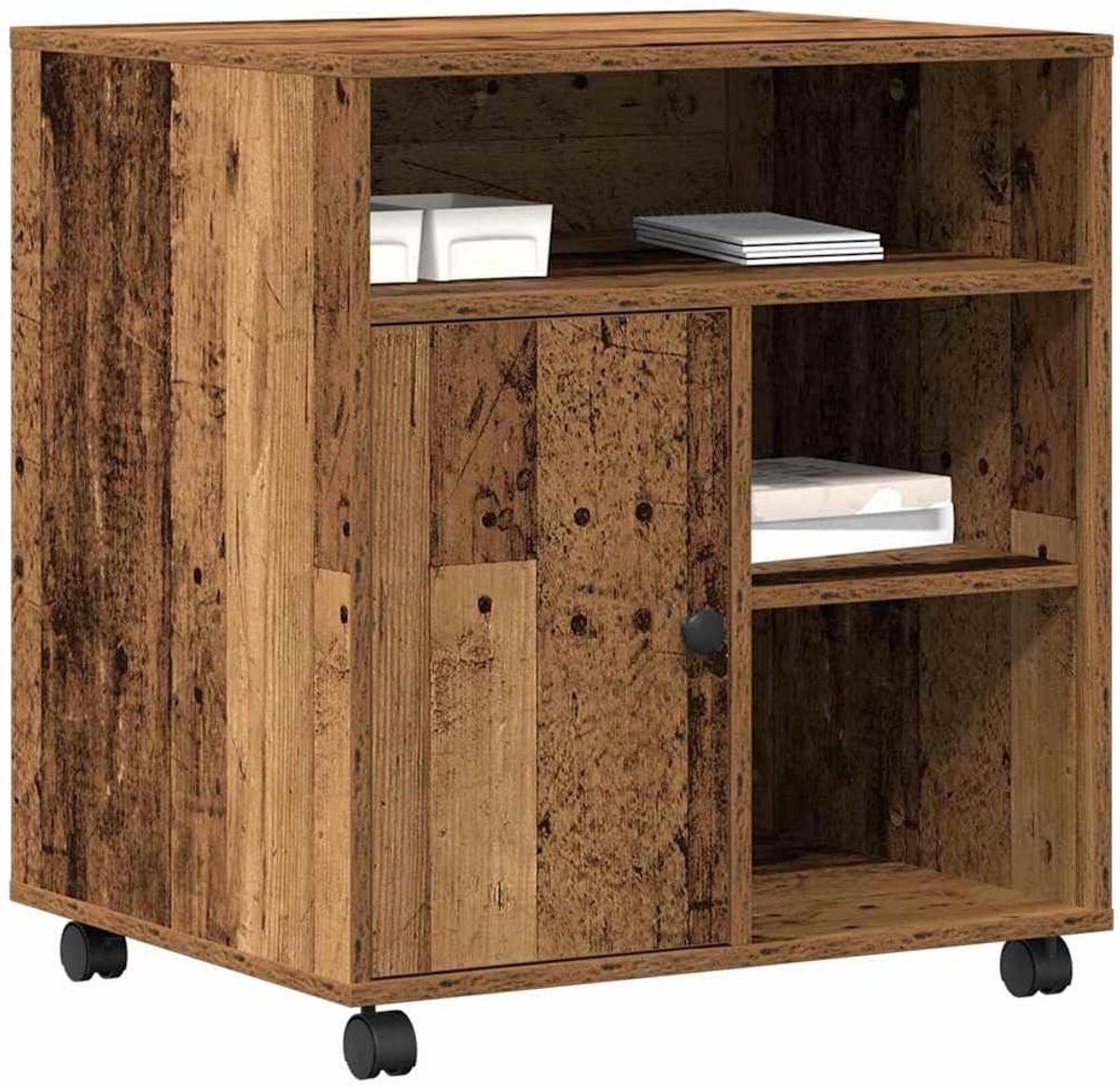 Printerstand met Opslag - Bureau Stand - Efficiënte Werkplek - Op Wielen - 60 x 50 x 67 cm