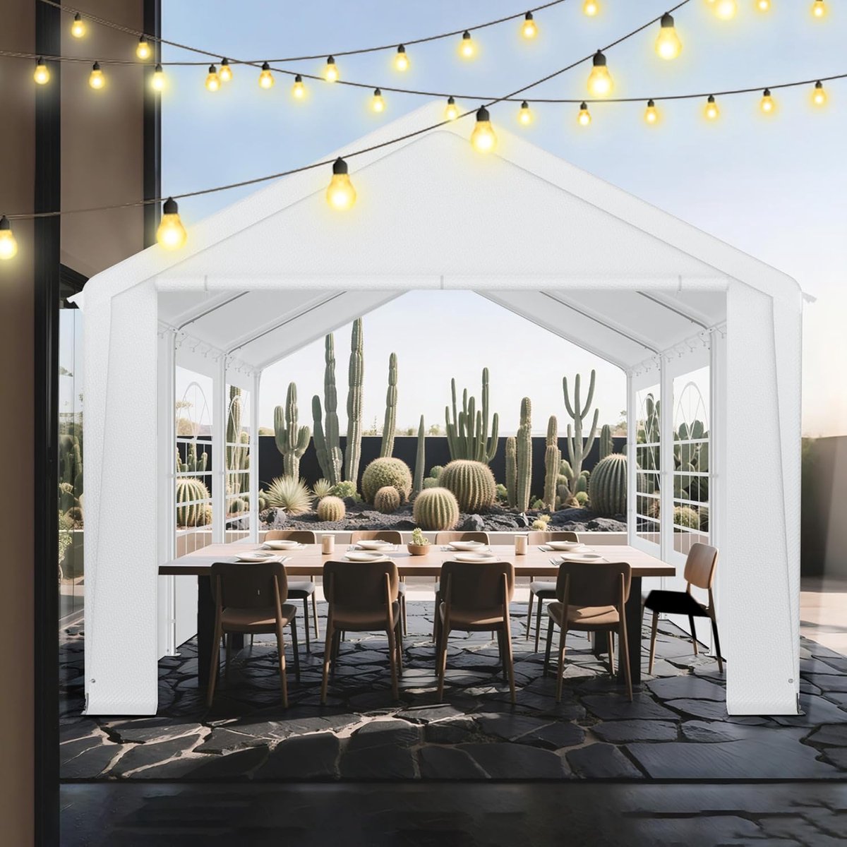 Robuuste Partytent - Tuintent Paviljoen - Feesten Organiseren - Stalen Frame - 3 x 6 m - Wit