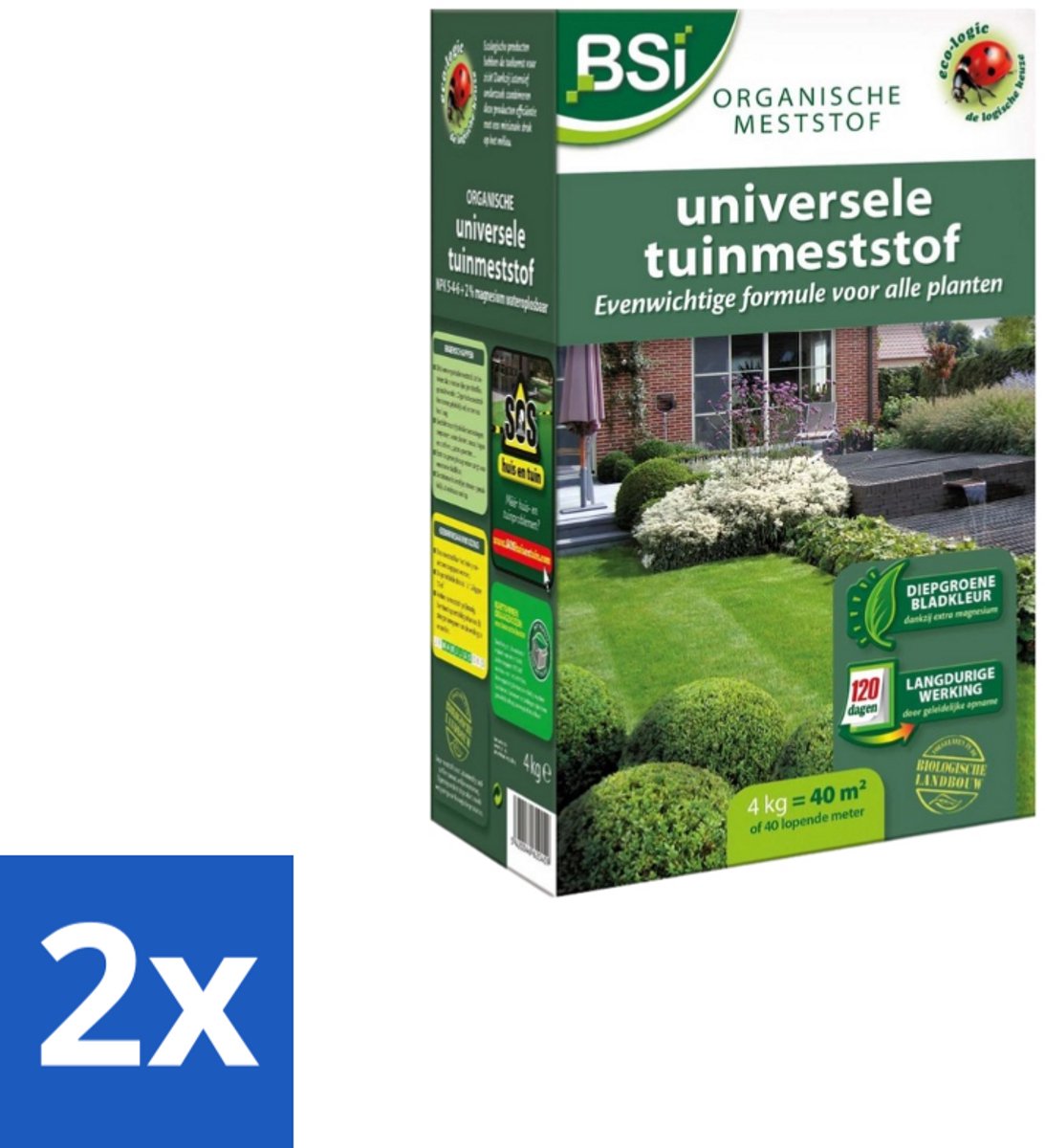 BSI – Universele Meststof – Evenwichtige Groei & Sterke Planten – 4 kg (40 m²) - Voordeelverpakking - 2 stuks