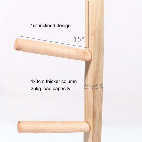 Yogamat Opbergrek - Muurhouder Gym Organizer - Thuisgymnastiek Opbergen - Houten Wandmontage - Houtkleur van Yogamat — afbeelding 3