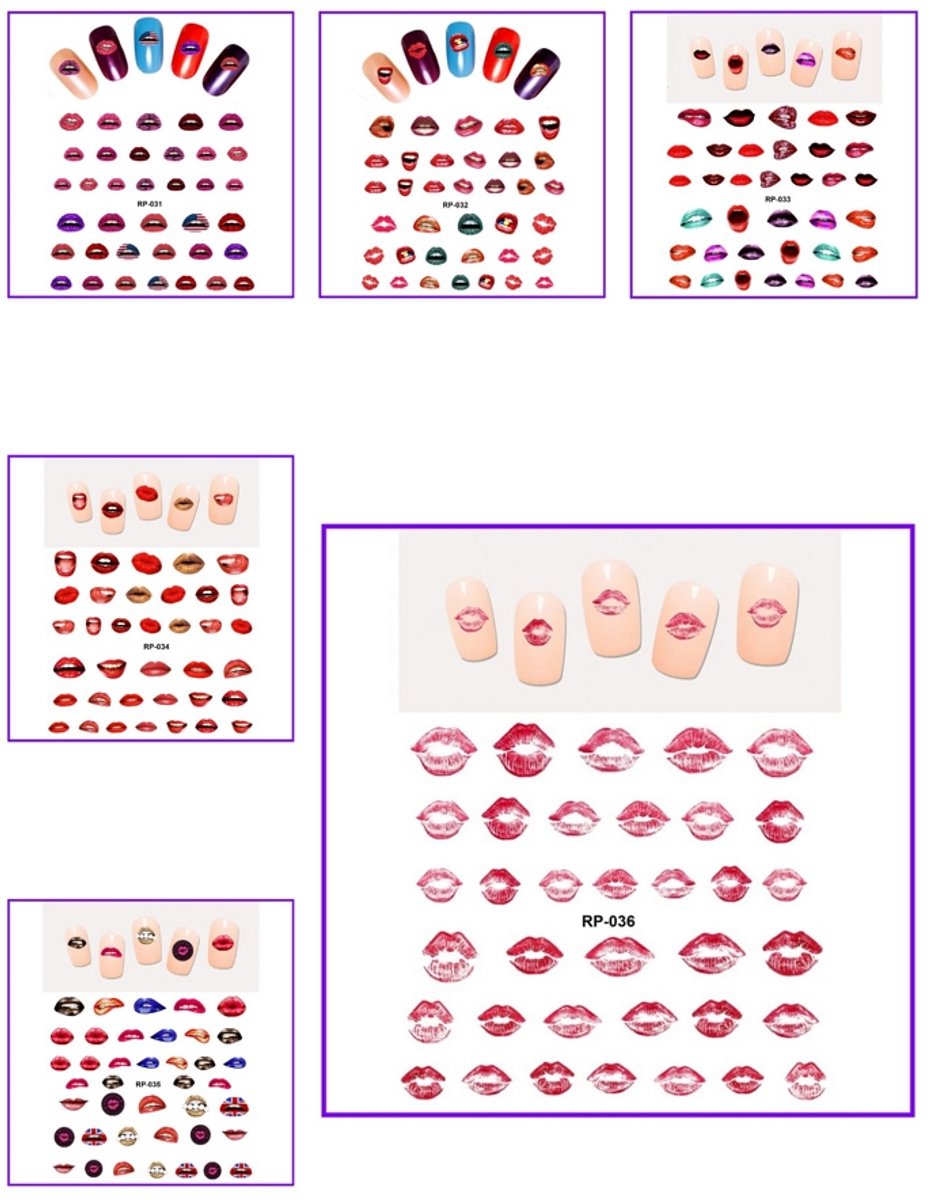 Nagel Sticker Set Lippen (150 stickers)