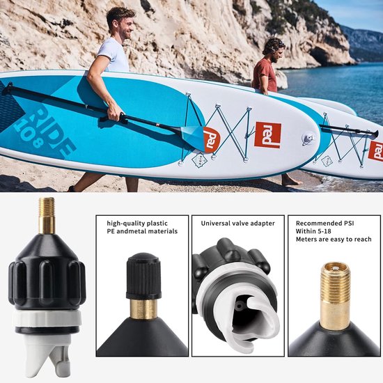 Ventiel Adapter - Pomp Mondstuk - Watersport Opblazen - Universeel Geschikt - Compact Formaat - Zwart — afbeelding 2