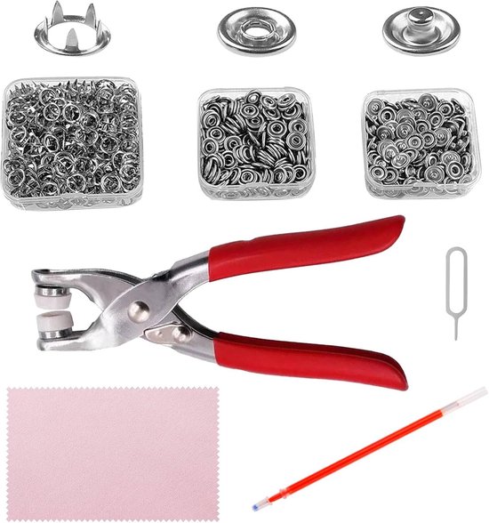 Foto: 600 pieces push button closure set with pliers 5 claw buckles tool set for clothing and diy metal press studs without sewing silver