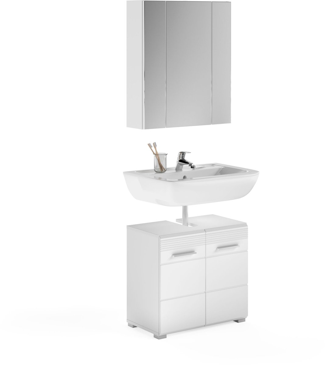 xonox.home badkamermeubel incl. verlichting Linus wit imitatie 60x182x34 cm