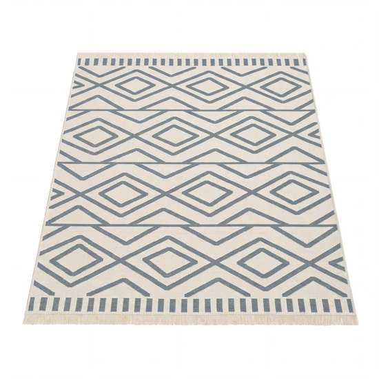 Paco Home Vloerkleed Woonkamer Wasbaar In Wasmachine Abstract Boho Franjes Grijs Crème 80x150 cm