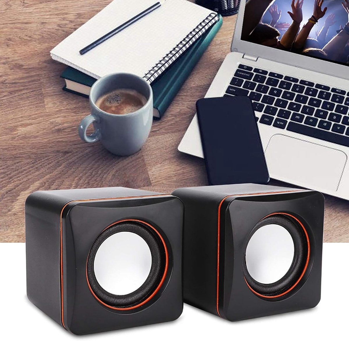 Mini Kubus Computer Luidsprekers – Stereo USB – 3,5mm Aansluiting – Bedraaide Multimediaspakers – Dubbel Spoor – Voor PC - Monitor - Laptop-Gaming-Smartphones-Tablets-Projectors-Tv's