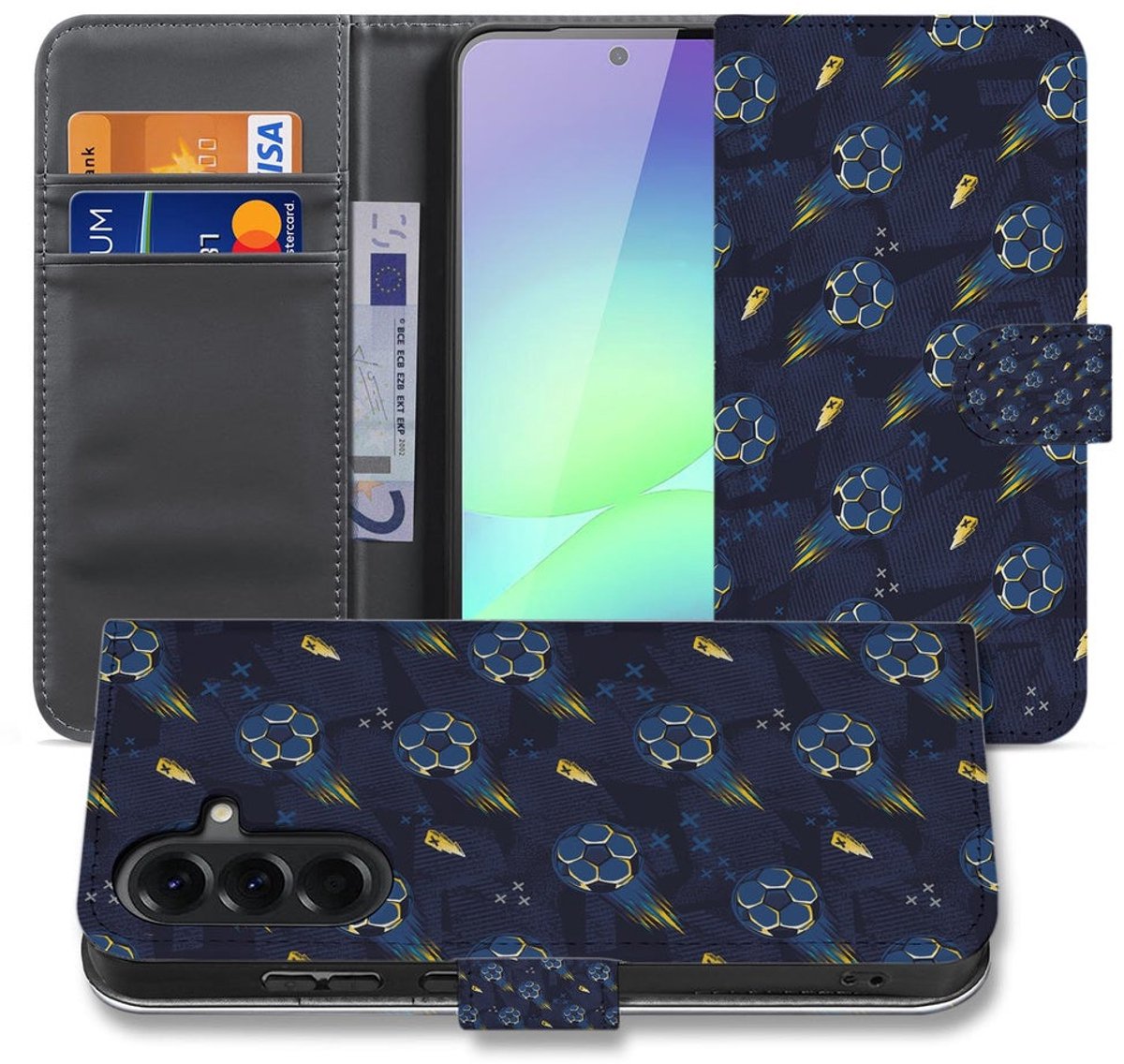 Samsung Galaxy A37 Book Case Hoesje Voetbal Design met Pasjeshouder